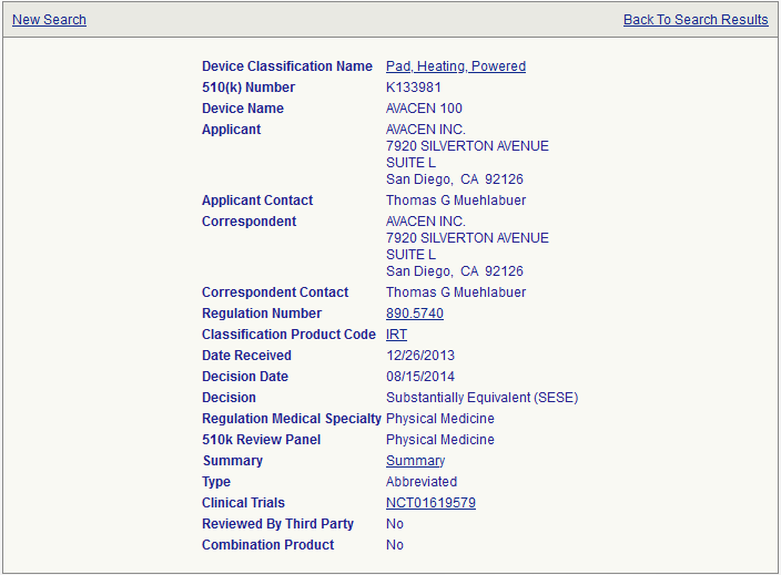 AVACEN FDA clearence